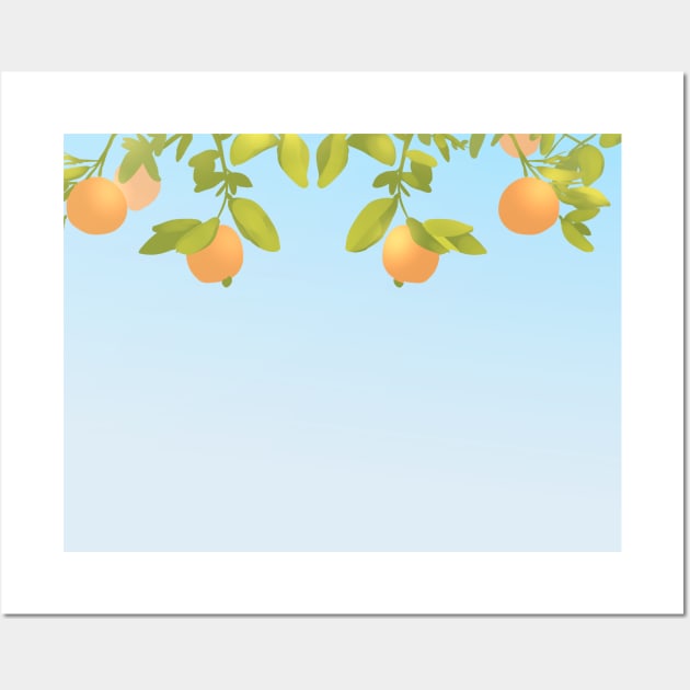 Orange With Leaves Up Blue Sky Wall Art by gusniac